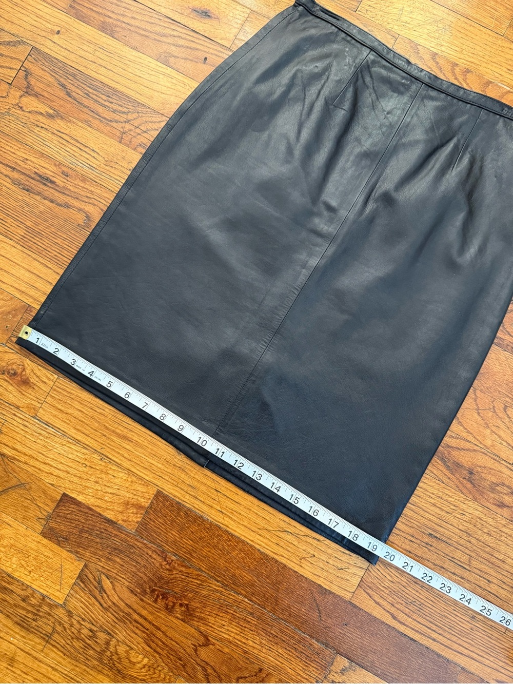 Vintage Mixit Genuine Leather Straight Pencil Skirt Black Y2K Minimalist Size 6 - Picture 10 of 16